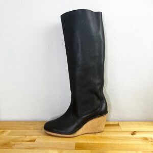 Pierre Hardy Boots Brown‎ Leather Wedge Tall Casual Campus Knee High Size 40